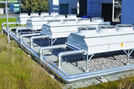 dong energy anlæg med tørkøler og frikøler samt køleflade og kondensator